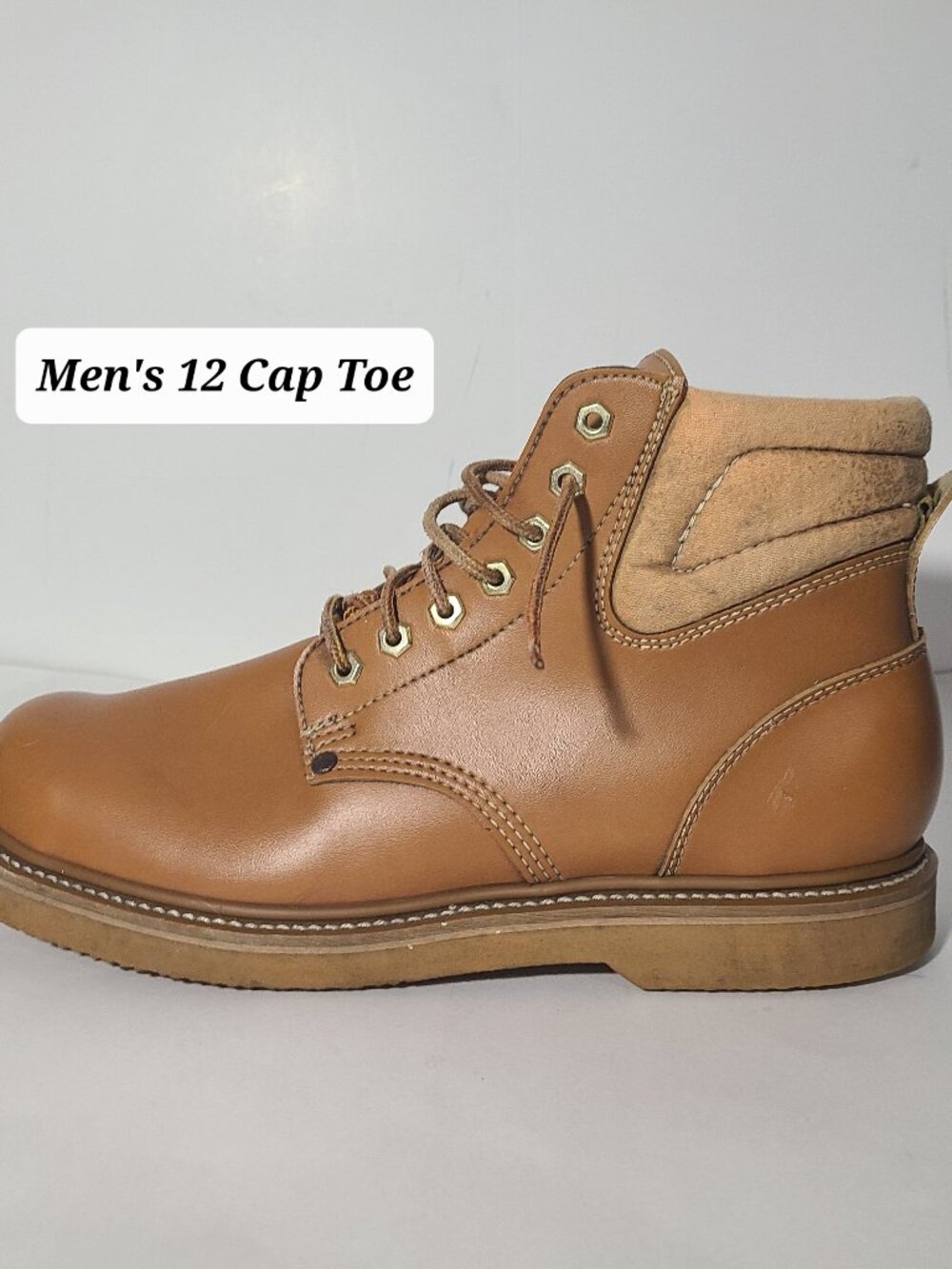 Ramrods Cap Toe Oil Resistant Brown Leather Men's Boots Size 12